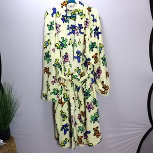 Grateful Dead Dancing Bears Plush Fleece Robe Y2K Lounge Festival Cozy